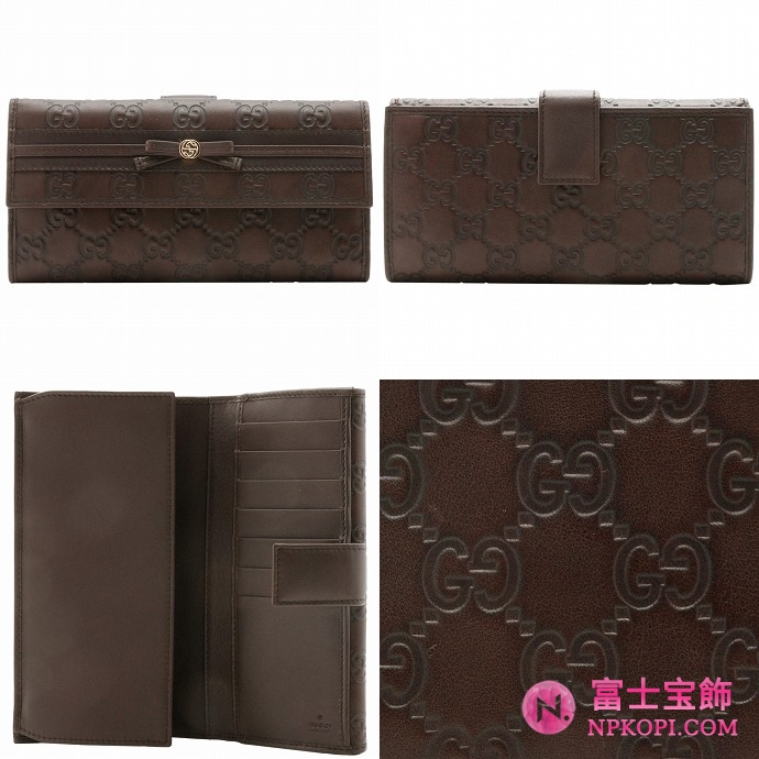 GUCCI/グッチ 2012年春夏MAYFAIRグッチシマGG柄ボウリボンGディテール2つ折り長財布 256933 AA61G 2019 